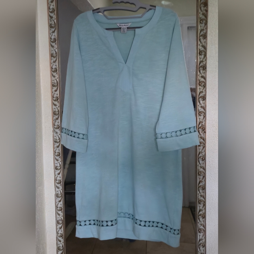 Tommy Bahama Sunset Harbor Long Sleeve Shift Dress  Canal Blue Size XS - Picture 4 of 7